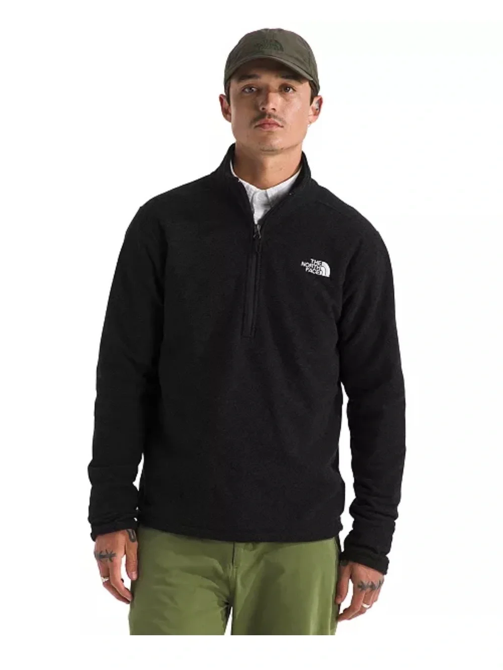 NWOT The North Face Men's Textured Black Half-Zip Fleece Pullover
